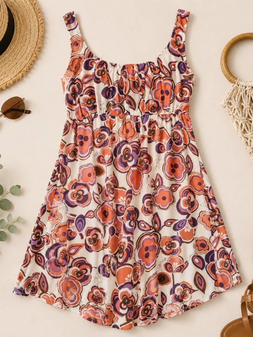 Baby Phat Silk Blend Floral Babydoll Dress Size S Side Zip Sleeveless Boho
